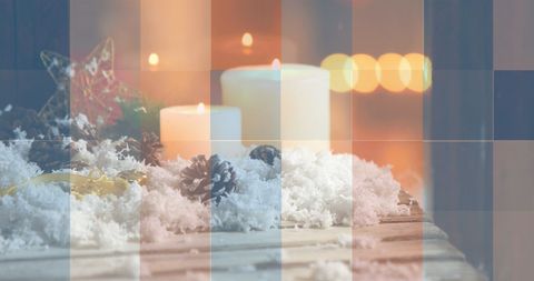 Festive Candle Display with American Flag Colors