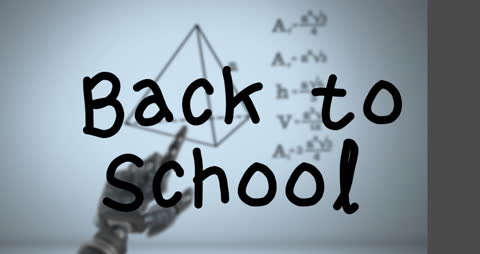 Educational Concepts of Steampunk Robotic Hand Back to School with Math Formulas