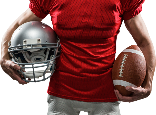 Transparent Midsection of Football Player Holding Helmet and Ball - Download Free Stock Videos Pikwizard.com