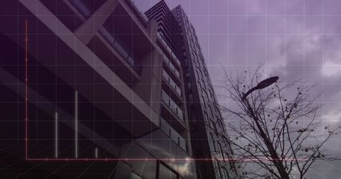 Digital Growth Chart Over Urban Landscape