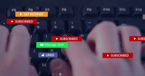 Hands Typing with Digital Social Media Notifications and Alerts - Download Free Stock Images Pikwizard.com