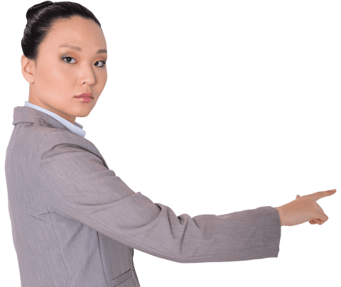 transparent asian businesswoman pointing finger with serious expression - Download Free Stock Videos Pikwizard.com