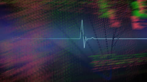 Abstract Digital Pulse Over Binary Data Background