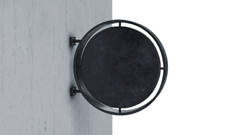 Round wall sign on transparent background for billboard designs