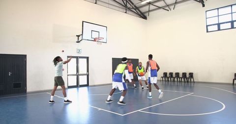 Dynamic Team Play During Basketball Training Clinic