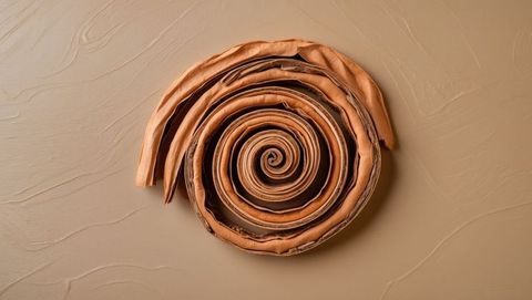 Coiled brown sandalwood spiral with natural variations