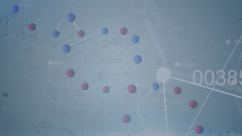 Digital DNA Helix Hologram with Equations and Molecules