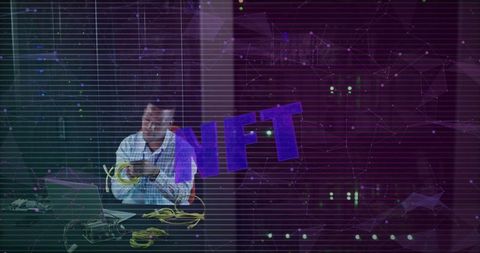 African American Worker in Server Room with NFT Hologram Overlay - Download Free Stock Images Pikwizard.com