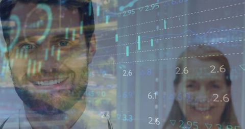 Futuristic healthcare analytics overlay on medical professionals