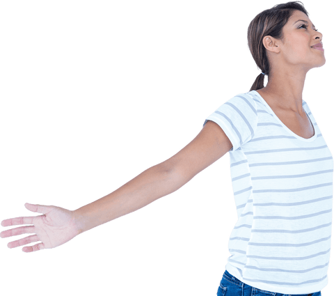 Transparent Joyful Woman Side View with Outstretched Arms - Download Free Stock Videos Pikwizard.com