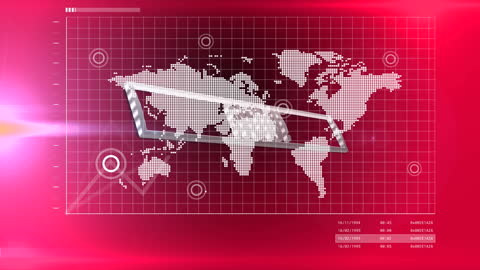 Digital Global Data Processing on Red UI Screen Interface