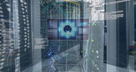 Futuristic Data Visualization in a Server Room - Download Free Stock Images Pikwizard.com
