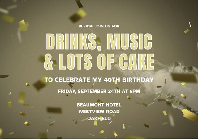 Festive 40th Birthday Invitation with Champagne and Confetti - Download Free Stock Videos Pikwizard.com