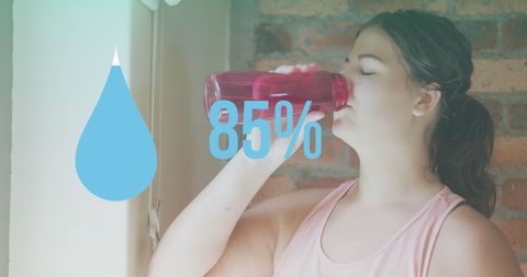 Woman Staying Hydrated with Stylish Water Drinking