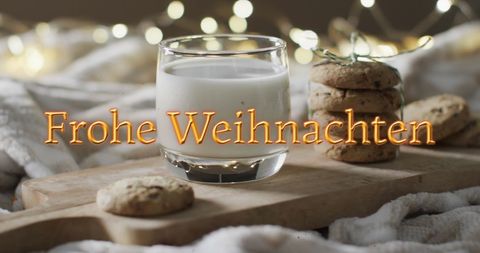 Frohe Weihnachten Greeting with Cookies and Milk - Download Free Stock Images Pikwizard.com