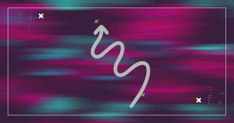 Abstract zigzag arrow on vibrant digital background