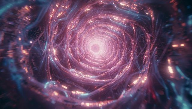 Vibrant Digital Vortex with Luminescent Strands and Spirals