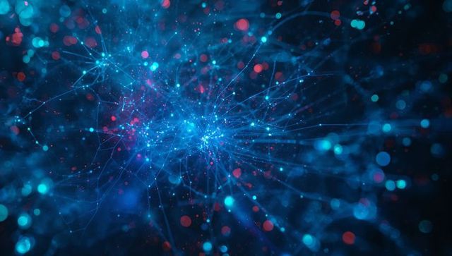 Futuristic Neural Network with Vibrant Data Nodes