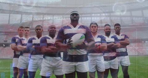 Rugby players and digital interface concepts