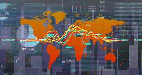 Global Data Tracking on Digital World Map - Download Free Stock Images Pikwizard.com