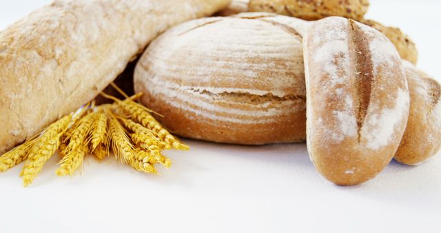 Assorted Freshly Baked Artisan Bread on White Background - Download Free Stock Images Pikwizard.com