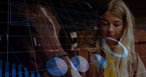 Stable analytics: handler using digital hud to monitor horse health and behavior