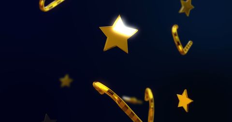 Festive Gold Stars and Candy Canes on Dark Background