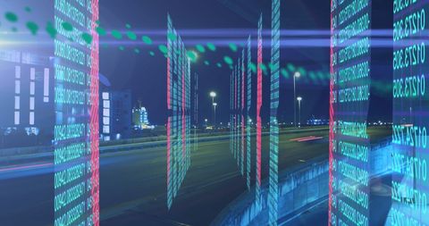 Advanced Data Processing Over Urban Nightscape - Download Free Stock Images Pikwizard.com
