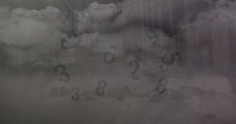 Mystical Numbers in Stormy Cloudscape Digital Art