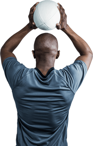 Athlete Throwing Rugby Ball Isolated on Transparent Background