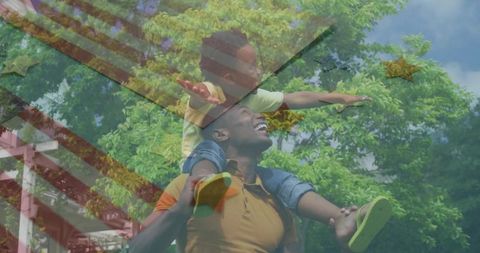 Father and Son Bonding During Adventurous Park Walk