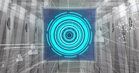 Futuristic 6G Interface Overlay in High-Tech Server Room