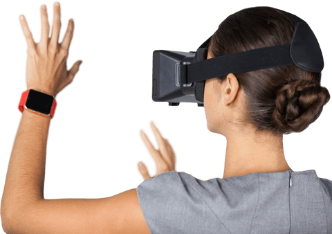 transparent view of woman using vr glasses with interactive gestures - Download Free Stock Videos Pikwizard.com