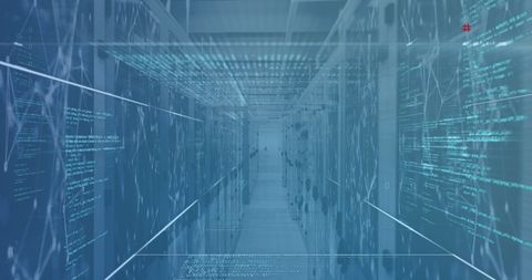 Digital Interface Over Server Room Visualization - Download Free Stock Images Pikwizard.com