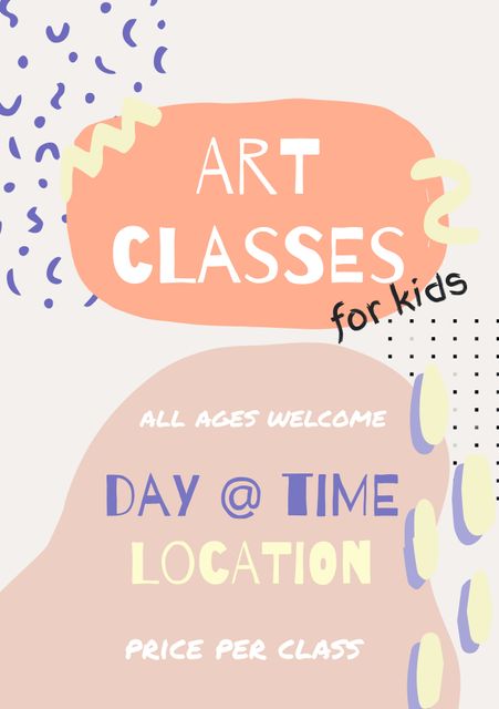 Colorful Art Classes for Kids Poster with Abstract Design - Download Free Stock Templates Pikwizard.com