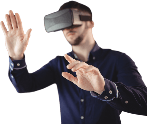Man Exploring Virtual Reality with Transparent Effect - Download Free Stock Videos Pikwizard.com