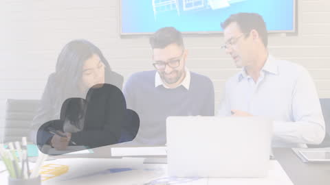 Diverse Team Collaborating on Business Project with Technology Integration