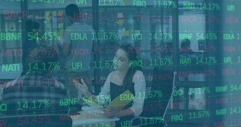 Contemporary Office Collaboration with Data Interface Overlay