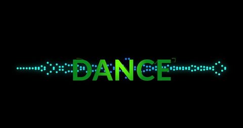 Vibrant dance text with digital equalizer background