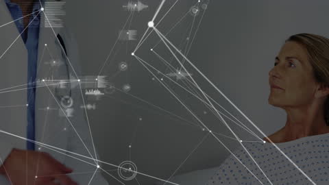 Doctor Consults with Patient in Futuristic Medical Setting