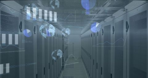 Futuristic Digital Interface with Server Racks and Data Visualizations - Download Free Stock Images Pikwizard.com