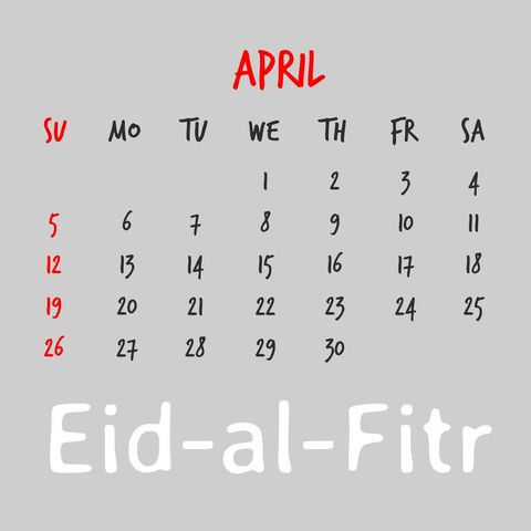 April Calendar Highlighting Eid al-Fitr Celebration - Download Free Stock Templates Pikwizard.com