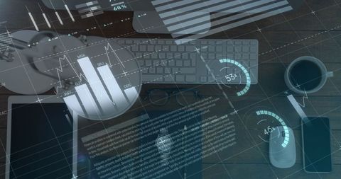 Financial Analytics and Tech Devices on Desk with Digital Interface - Download Free Stock Images Pikwizard.com