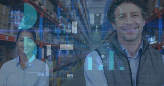 Diverse Warehouse Workers Embracing Technology with Data Visualization - Download Free Stock Images Pikwizard.com