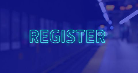 Register Neon Text Digital Design with Blue Background - Download Free Stock Images Pikwizard.com