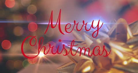 Festive Merry Christmas Message with Bokeh Effects