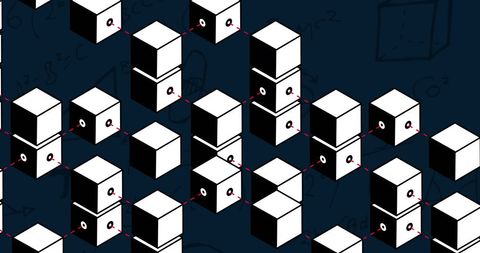 Abstract 3d blocks on dark background pinnacle trend design