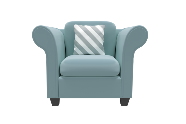 Aquamarine Armchair with Striped Pillow Transparent Background - Download Free Stock Videos Pikwizard.com