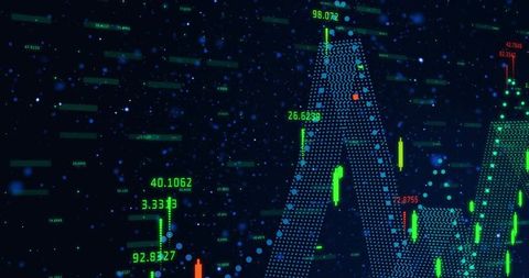 Abstract Digital Financial Chart with Futuristic Data Visualization