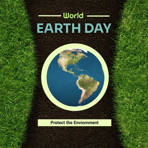 world earth day globe with green grass border - Download Free Stock Templates Pikwizard.com